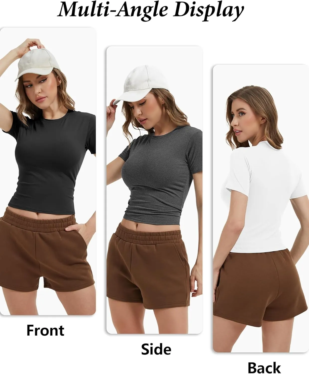 1/4 Pack Women's Workout Shirts Compression Short Sleeve Crew Neck Running Yoga Gym Athletic Fitted Crop T-Shirts Top