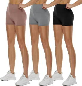 3 Pack High Waisted Biker Shorts for Women  3"/ 5"/ 8" Black Workout Yoga Compression Novelty Shorts for Running