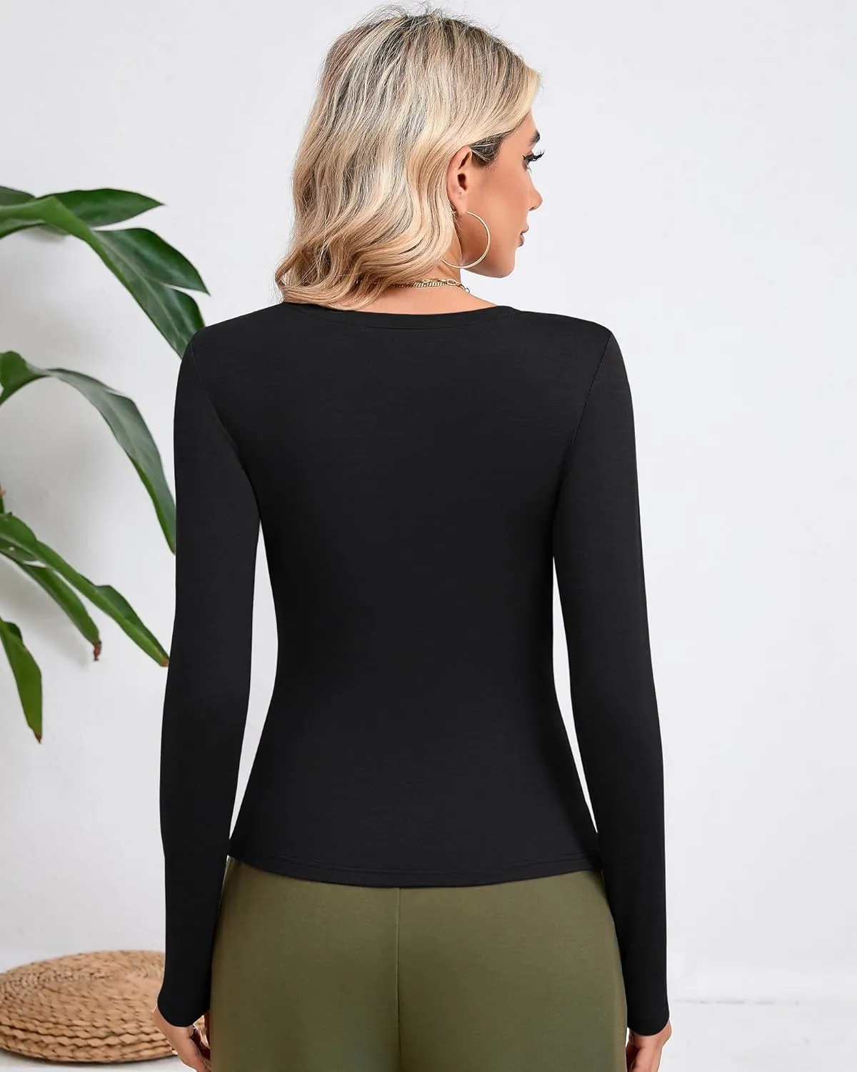 3 Pack Women's Long Sleeve Shirts Crewneck Going Out Basic Tops Tight Slim Fit Side Ruched Crop Tees Y2k Outfits