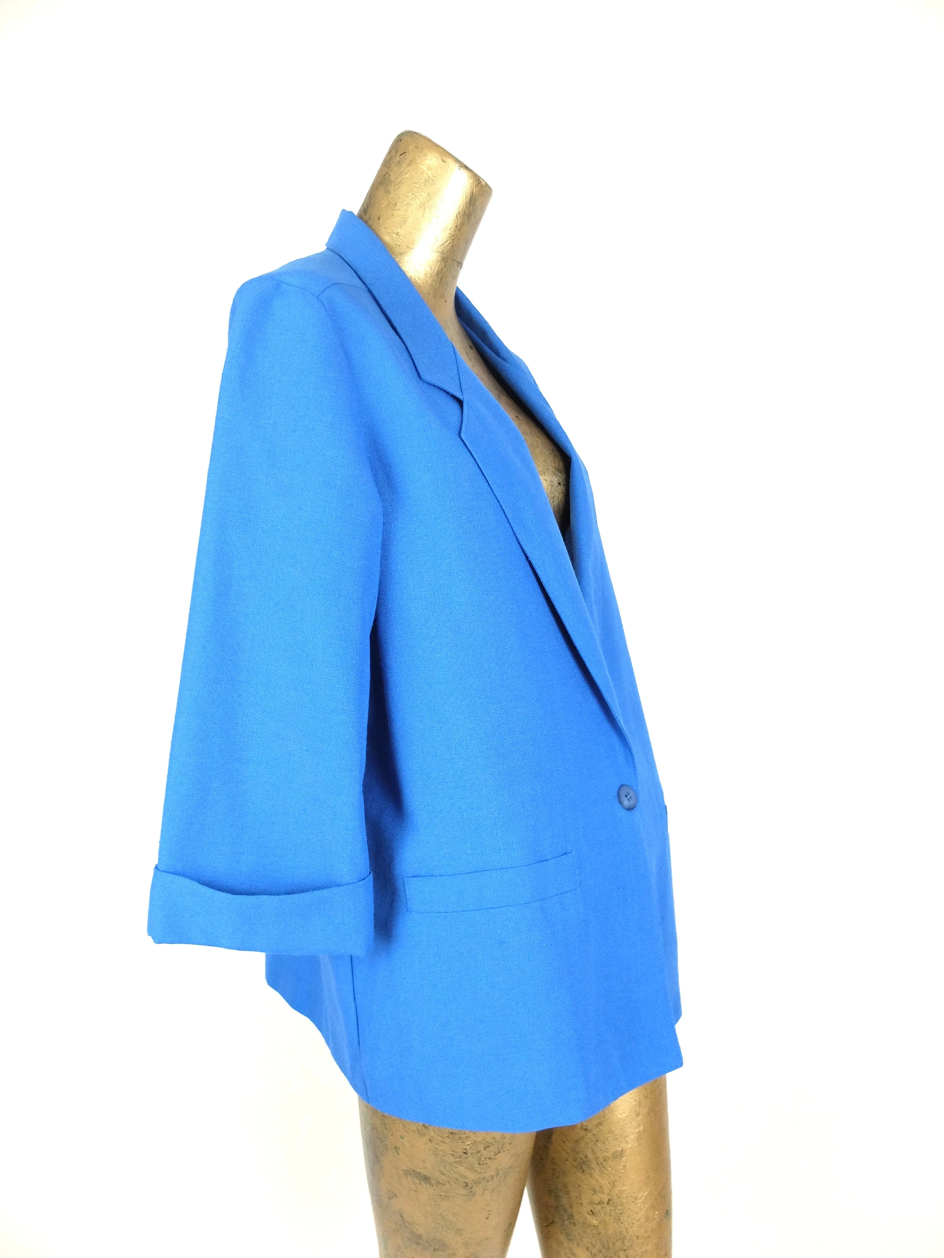 80s Mod Style Blue Collared Blazer Jacket