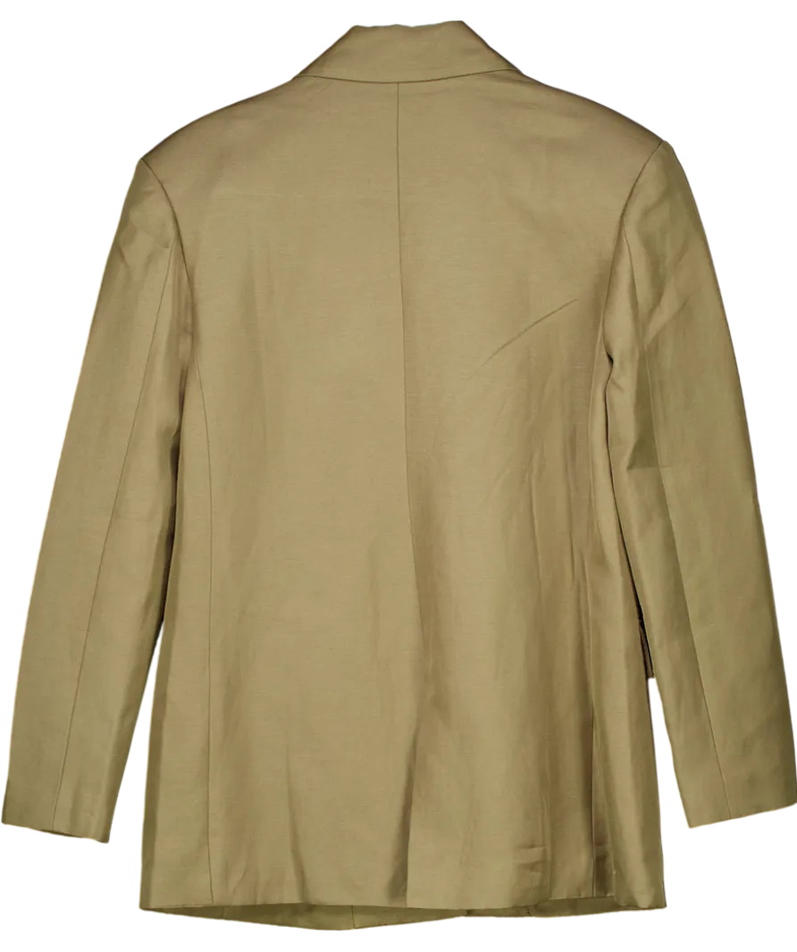 Acler Storm Green Penrith Linen Blend Oversize Blazer Jacket UK 6