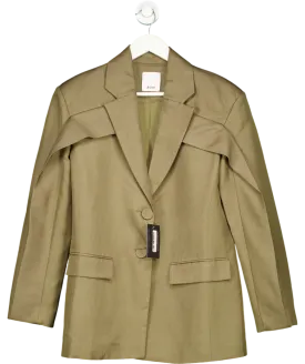 Acler Storm Green Penrith Linen Blend Oversize Blazer Jacket UK 6