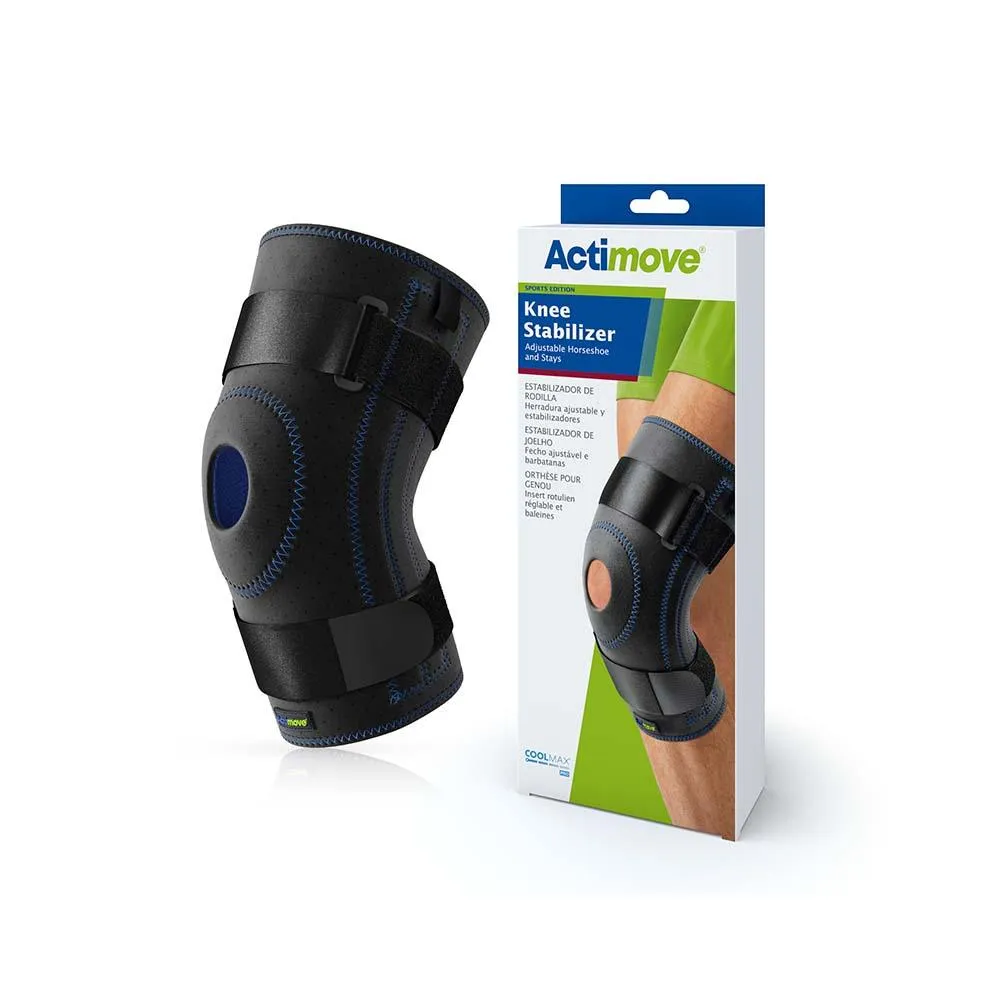 Actimove Sports Edition Knee Stabilizer, Adjustable, Horseshoe & Stays, Black