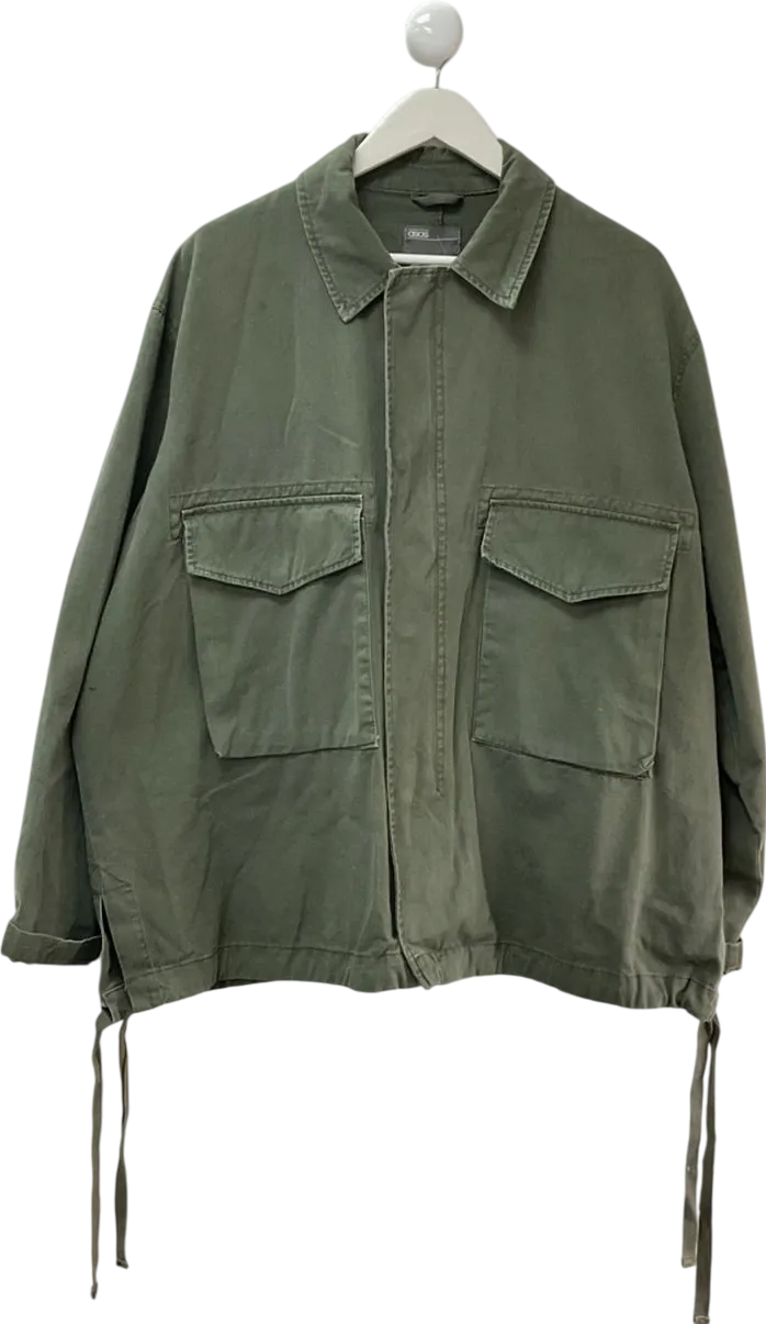 ASOS Green Oversized Harrington Jacket In Washed UK M