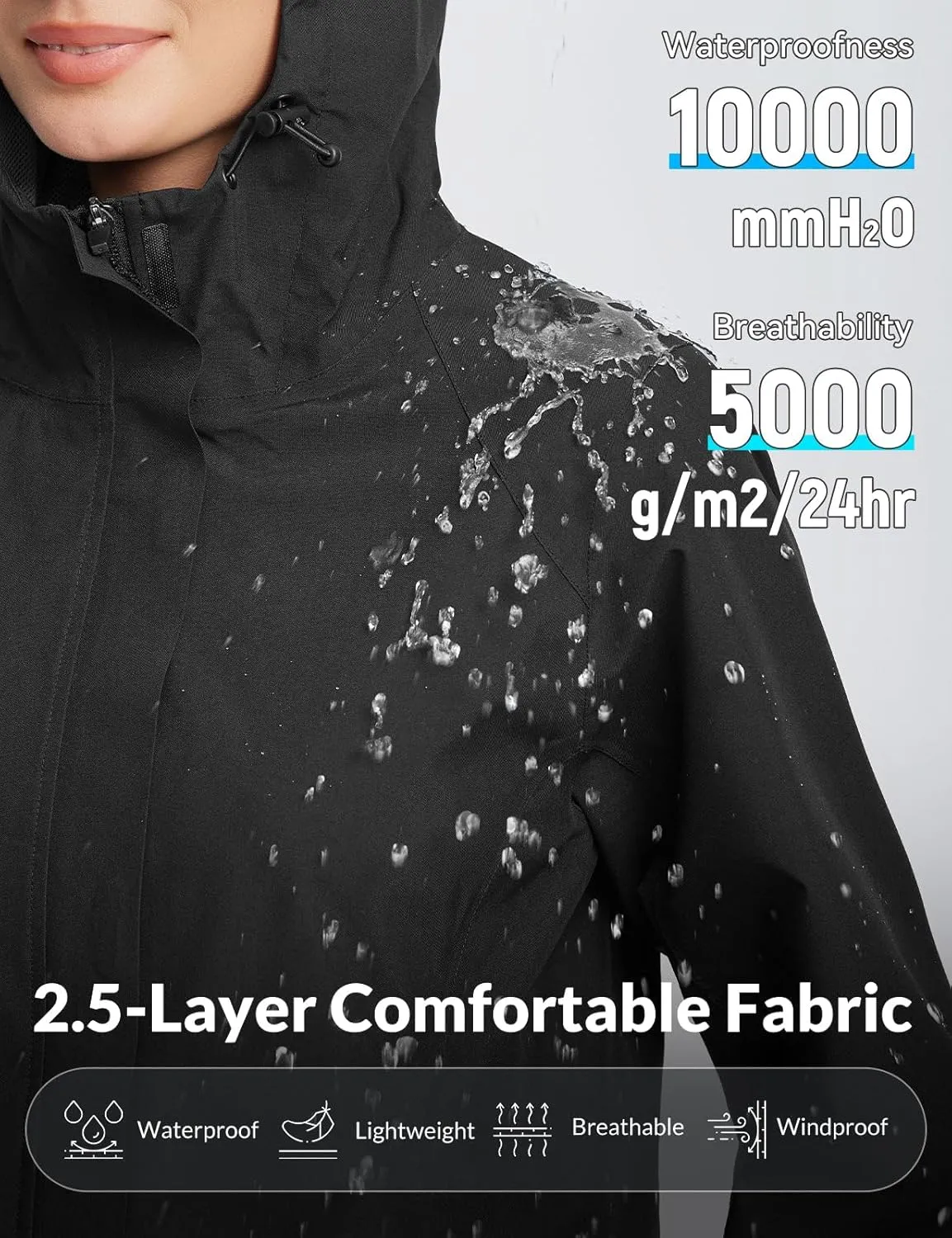 baleaf Womens Rain Jacket Waterproof Lightweight Hooded Windbreaker Hiking Traveling Outdoor Raincoat