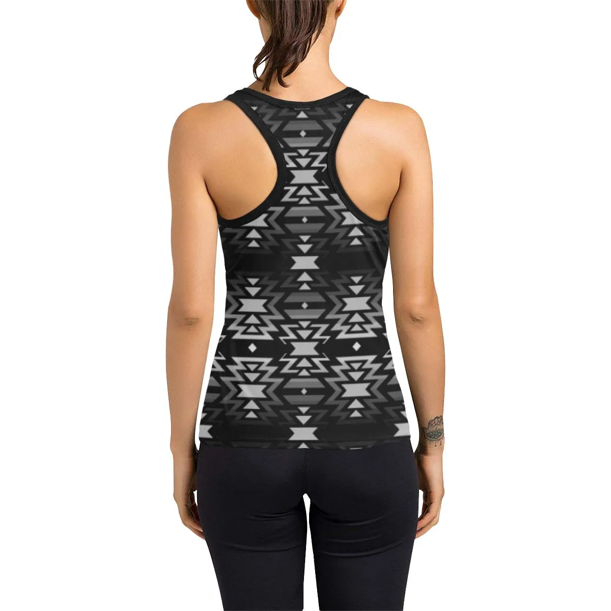 Black Fire Black and Gray Women's Racerback Tank Top