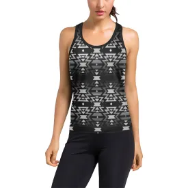 Black Fire Black and Gray Women's Racerback Tank Top