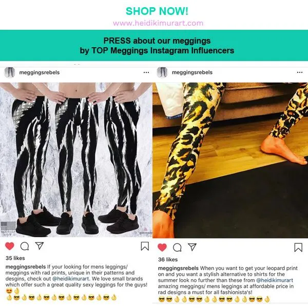 Blue Dotted Men's Leggings, Polka Dots Meggings Compression Men's Leggings Tights Pants - Made in USA/MX/EU (US Size: XS-3XL)