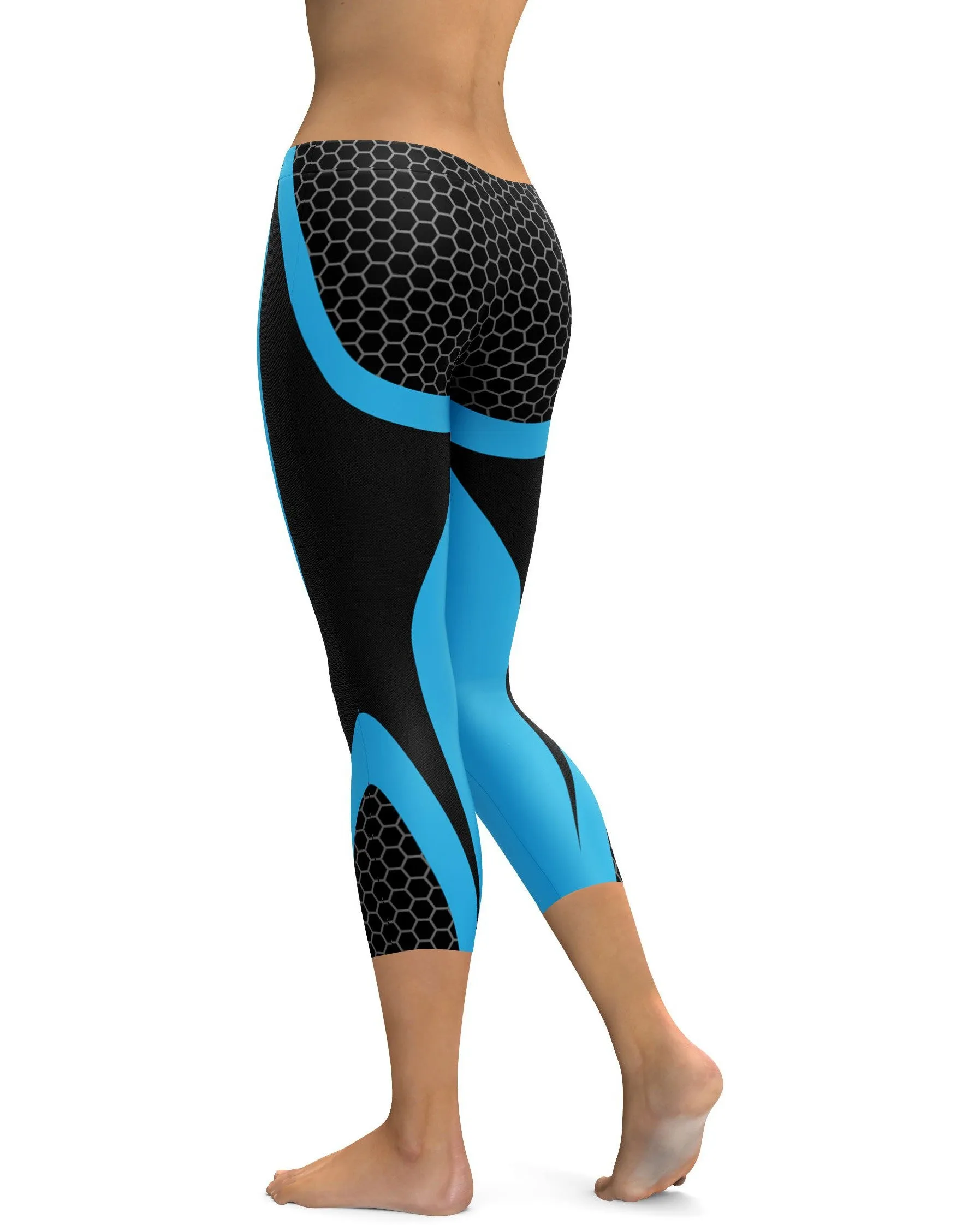Blue Honeycomb Carbon Capris