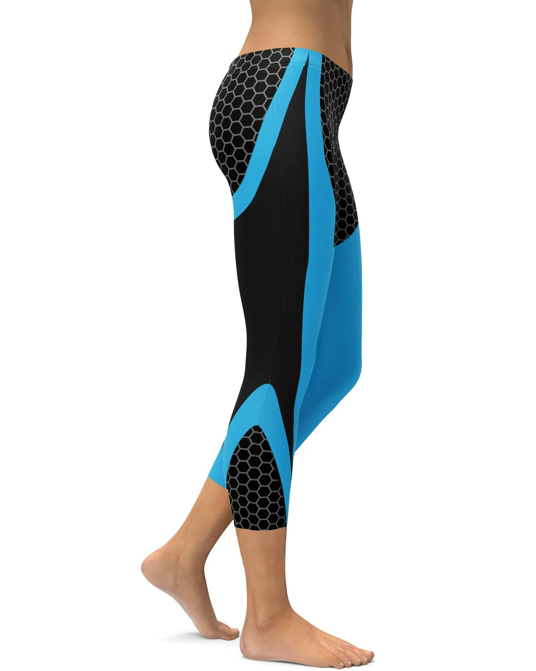 Blue Honeycomb Carbon Capris