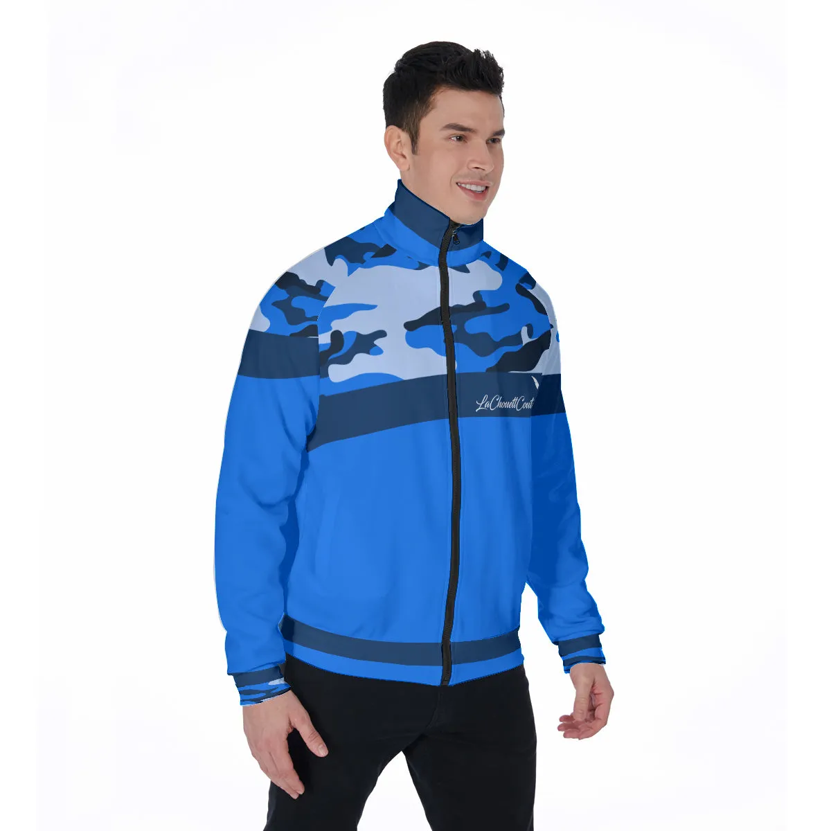 CAMOUFLAGE BLUE Stand Collar Jacket