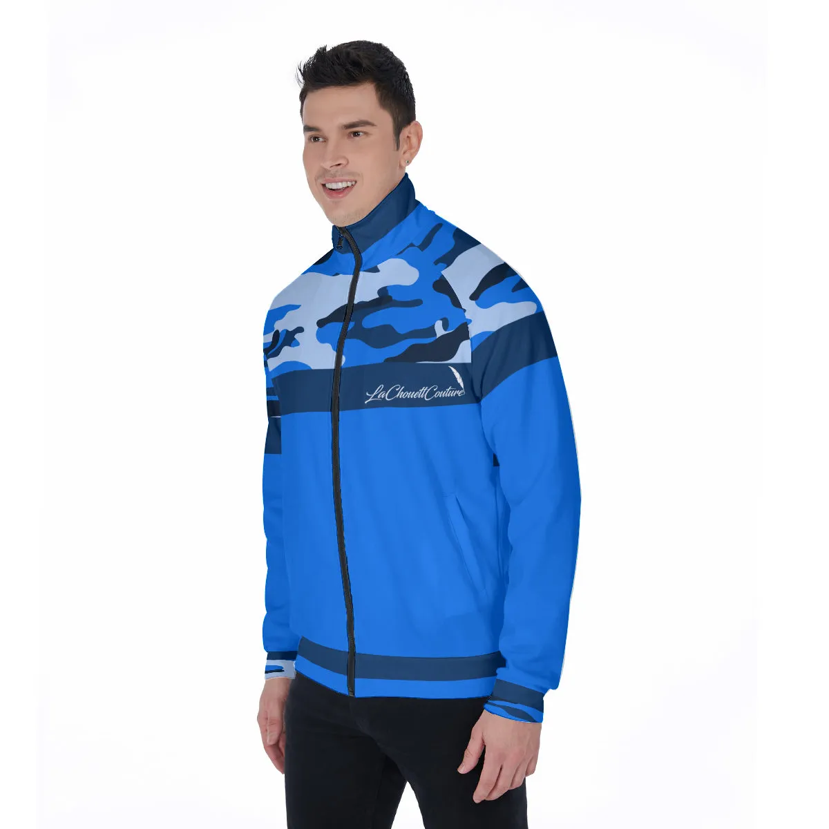 CAMOUFLAGE BLUE Stand Collar Jacket