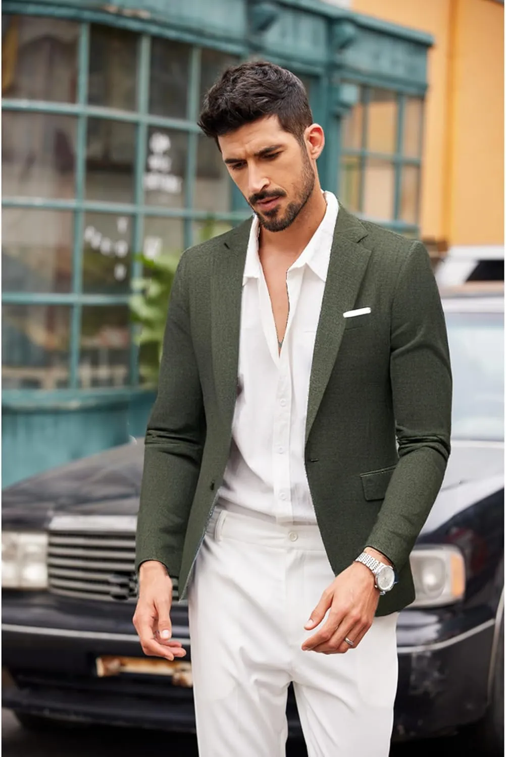 COOFANDY Men's Blazer Casual Sport Coats Slim Fit One Button Suit Jacket Lightweight Sports Jacket