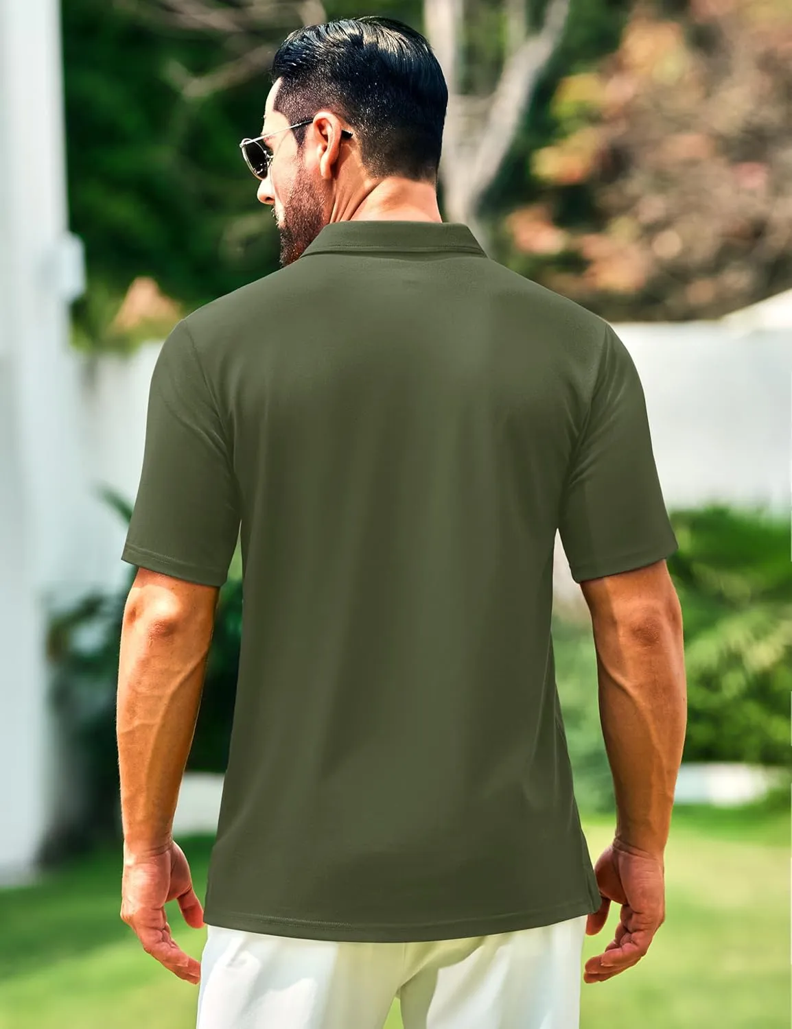 Cotrasen Polo Shirts for Men Cotton Pique Short Sleeve Pique Golf Shirts with Pocket Classic Casual Summer Collared T Shirt