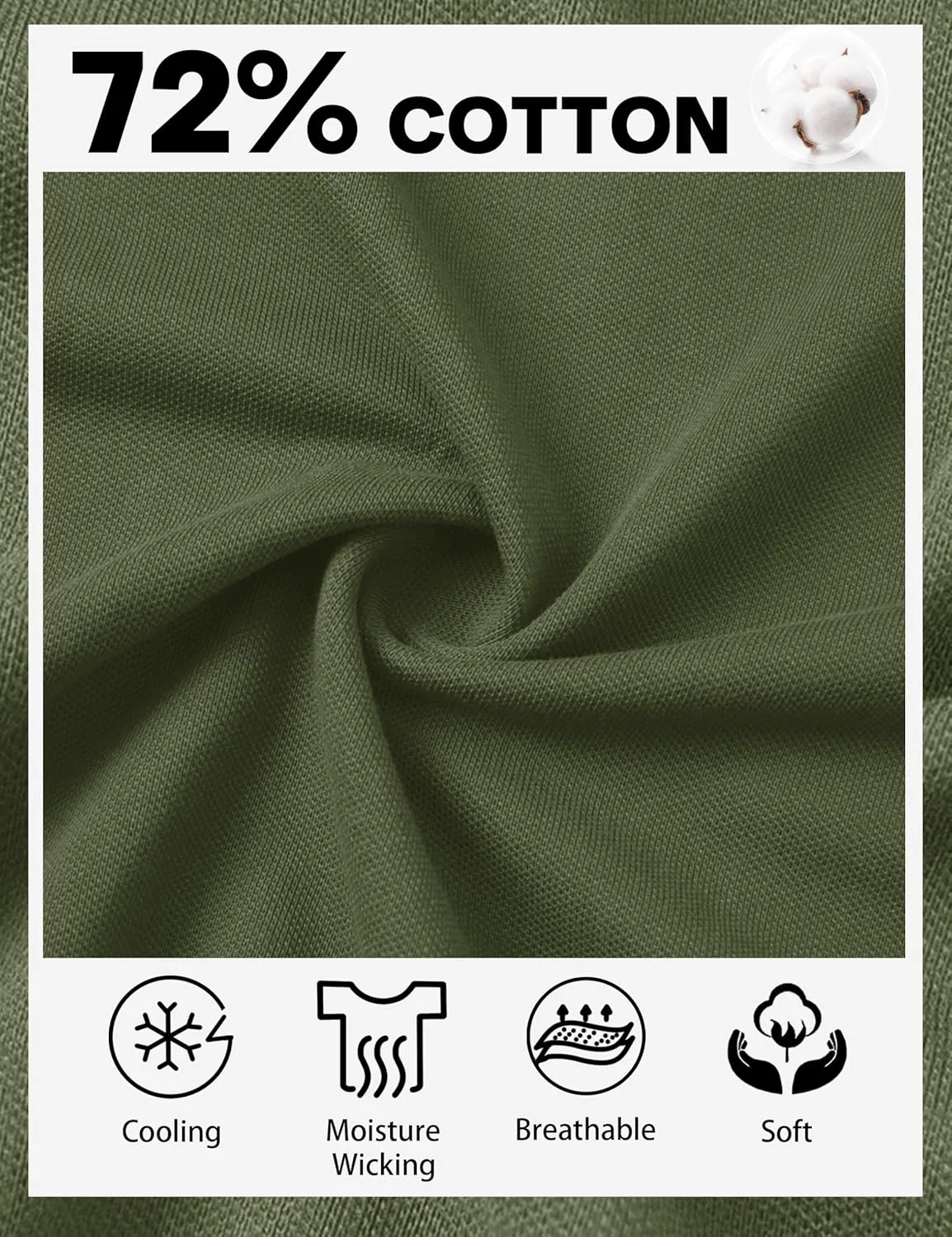 Cotrasen Polo Shirts for Men Cotton Pique Short Sleeve Pique Golf Shirts with Pocket Classic Casual Summer Collared T Shirt