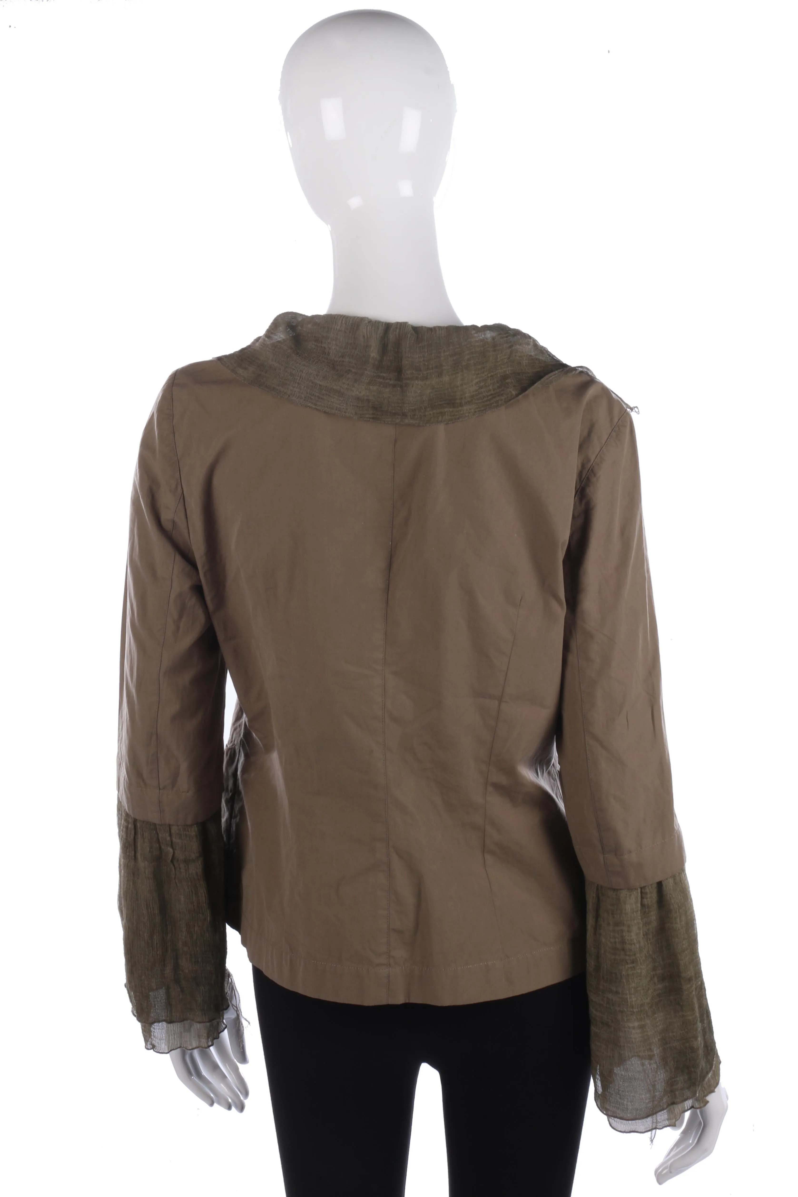 Donassy Cotton Jacket with Ruffles Khaki Size 42 (M)