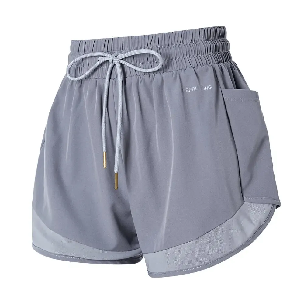 Elastic Waistband Sports Shorts With Side Pocket - SF2229