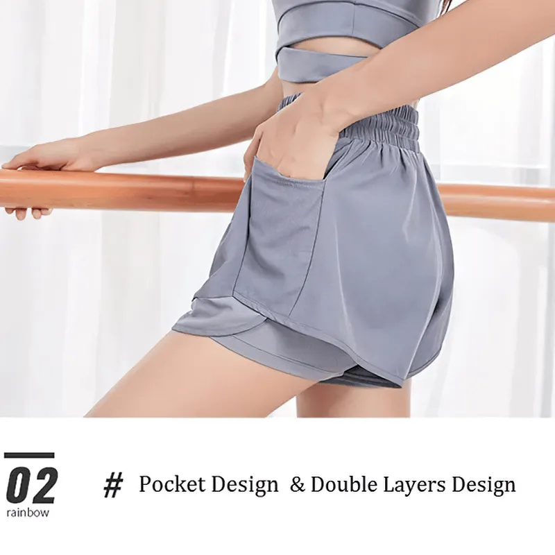 Elastic Waistband Sports Shorts With Side Pocket - SF2229