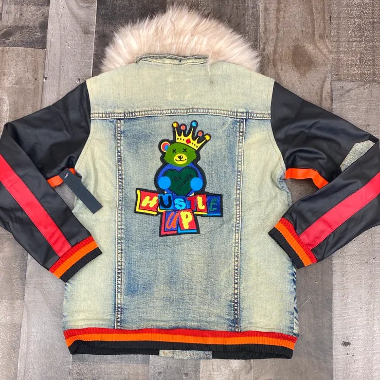 Elite- rise up denim jacket (med blue) (kids)