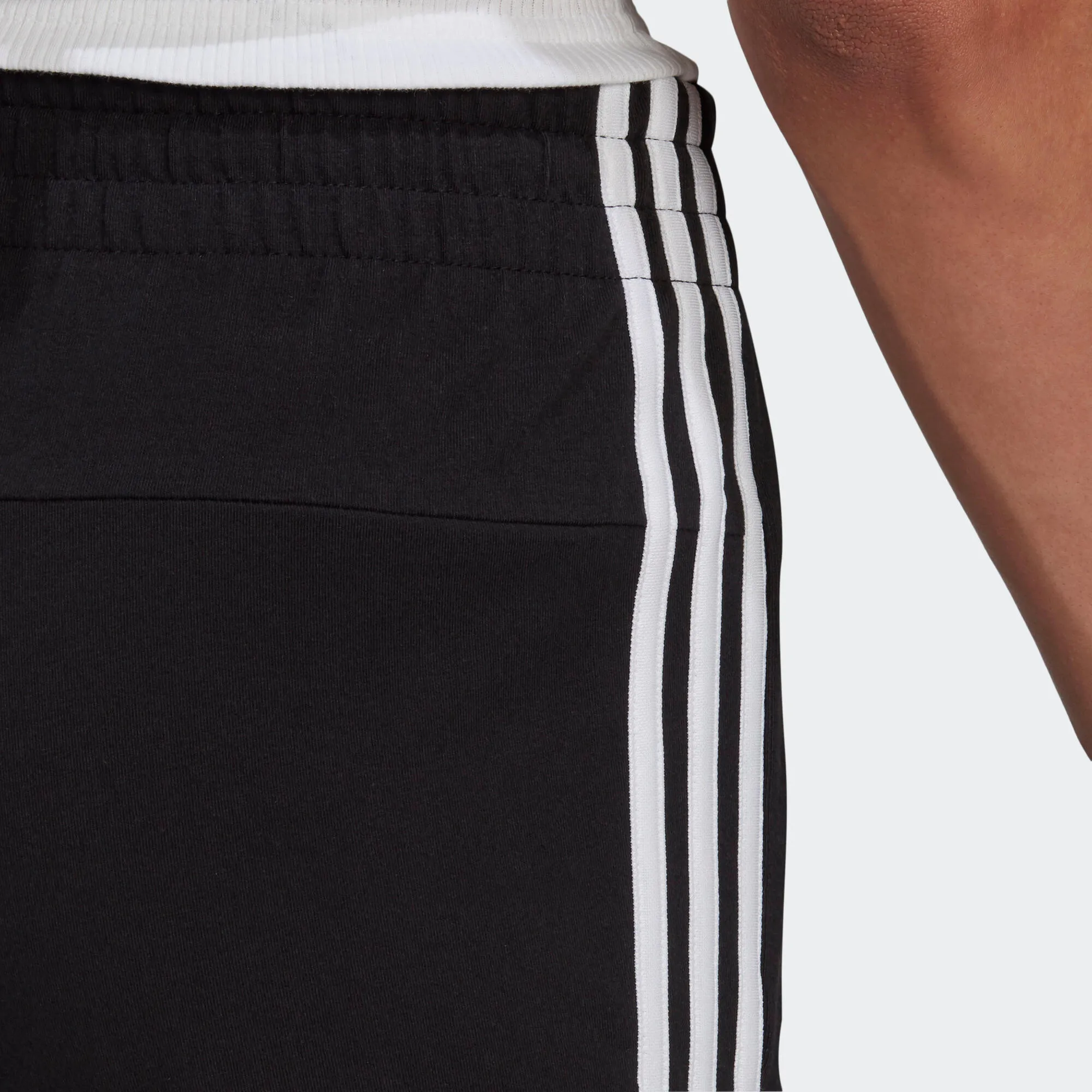 Fitness 3 Stripes Slim shorts cotton without pocket women's black ADIDAS