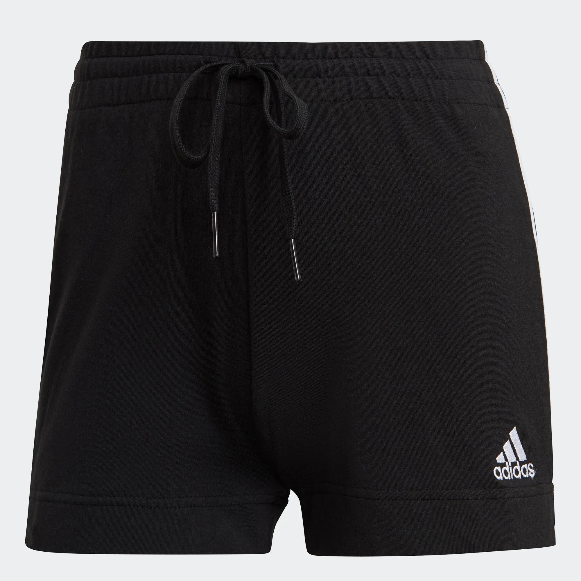 Fitness 3 Stripes Slim shorts cotton without pocket women's black ADIDAS