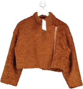 French Connection Iren Faux Fur Cropped Jacket In Glazed Ginger UK S