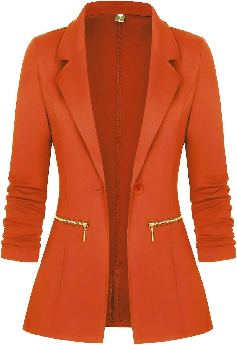 Genhoo Women's Casual Work Jacket Solid Color Knit Blazer & Suit Jackets with Pockets Orange XX-Large