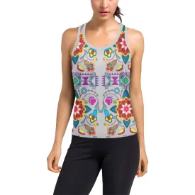 Geometric Floral Winter-Gray Women's Racerback Tank Top