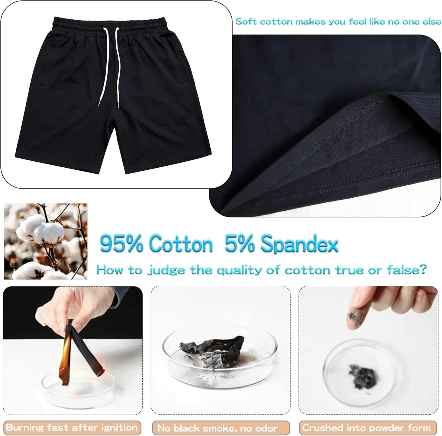 HEALONG Mens Athletic Shorts Cotton: Workout Gym Running Exercise Training - 7" Drawstring Fashion Sports with Zipper Pockets