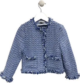 Il Gufo Blue Tweed Fringed Jacket 5 Years