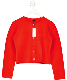 Karen Millen Orange Long Sleeve Pocket Detailed Knitted Jacket UK S