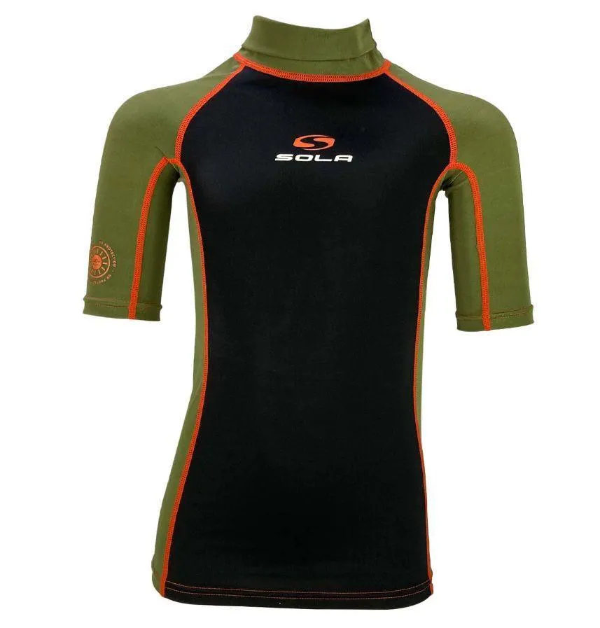 Kids Super Stretch UV Rash Vest Khaki/Black