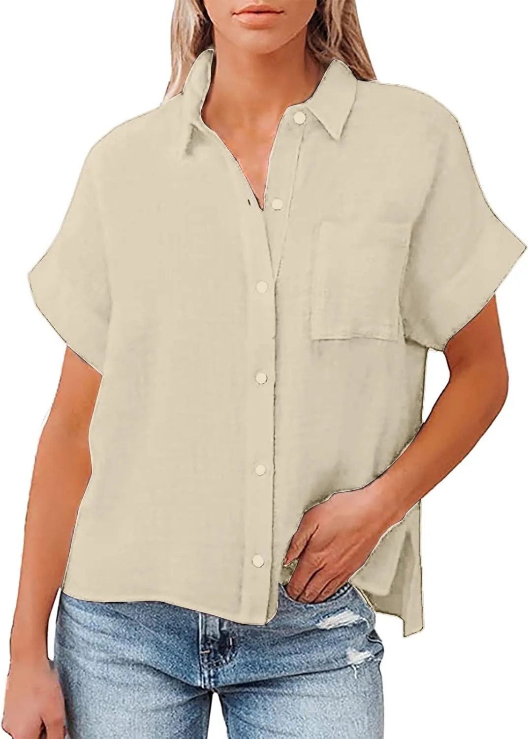 Linen Shirts for Women Print Natural Autumn Fragrant Fabric Shirt Blue Shirts for Women Oversized Button Down Shirts