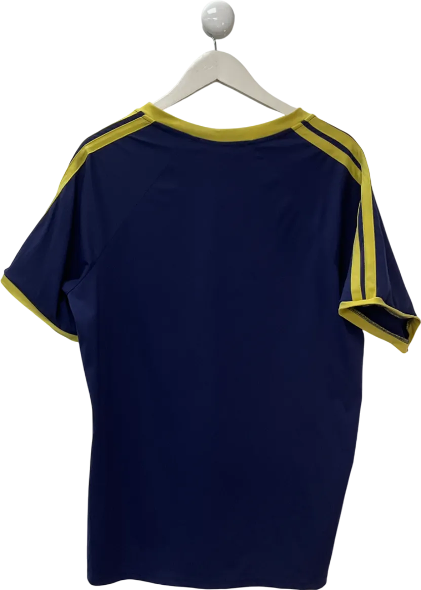 Lioness Blue V Neck Sports Jersey Top In Navy With Yellow Contrast Trims UK S