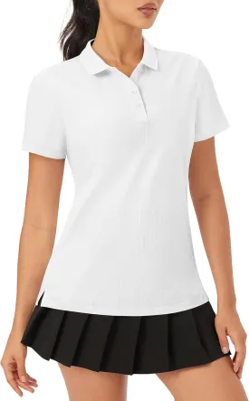 MAGCOMSEN Women's Golf Polo Shirts Short Sleeve Collared Quick-Dry Moisture Wicking T-Shirt Workout Athletic Tennis Tops