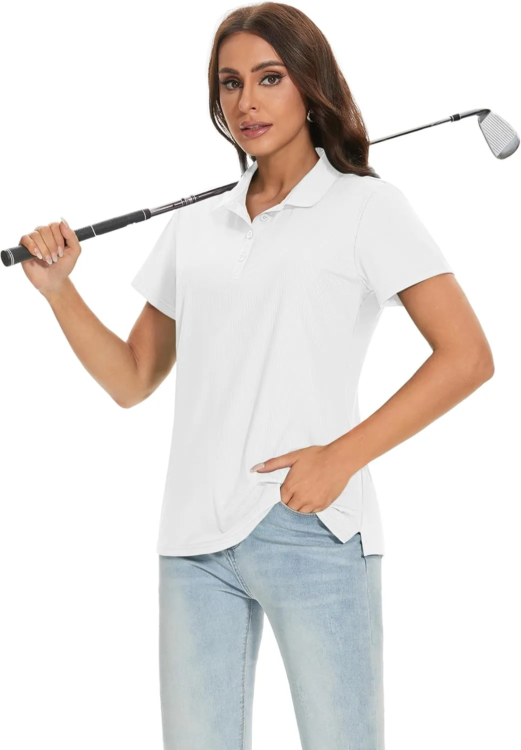 MAGCOMSEN Women's Golf Polo Shirts Short Sleeve Collared Quick-Dry Moisture Wicking T-Shirt Workout Athletic Tennis Tops
