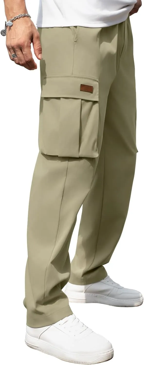 Men's Casual Cargo Sweatpants Waist Drawstring Joggers Tactical Loose Fit Pants for Men with Multi Pockets