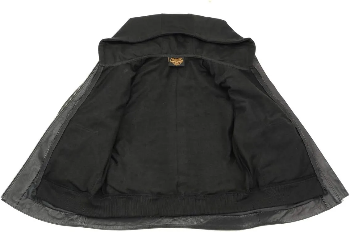 Milwaukee Leather MLL2545 Women's Lightweight Black Leather Jacket with Removable Hoodie