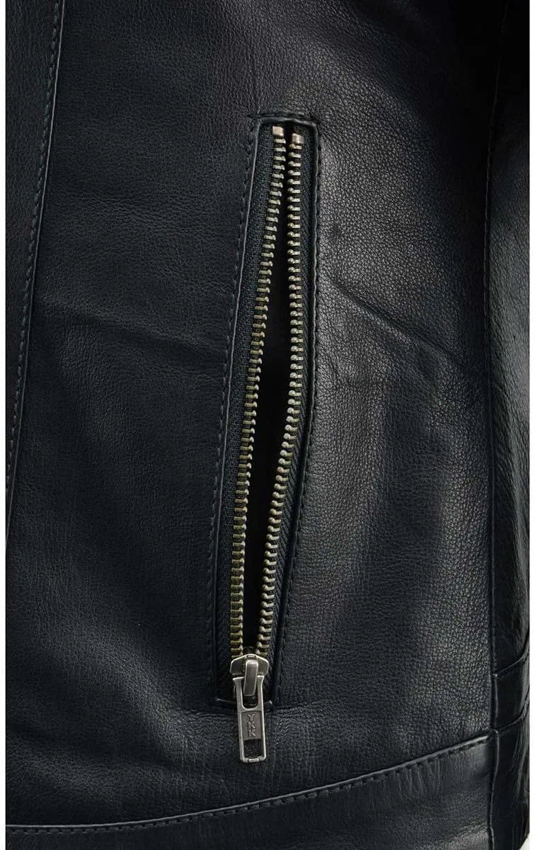 Milwaukee Leather MLL2545 Women's Lightweight Black Leather Jacket with Removable Hoodie