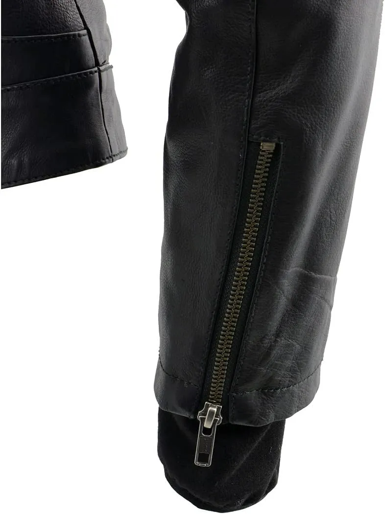 Milwaukee Leather MLL2545 Women's Lightweight Black Leather Jacket with Removable Hoodie