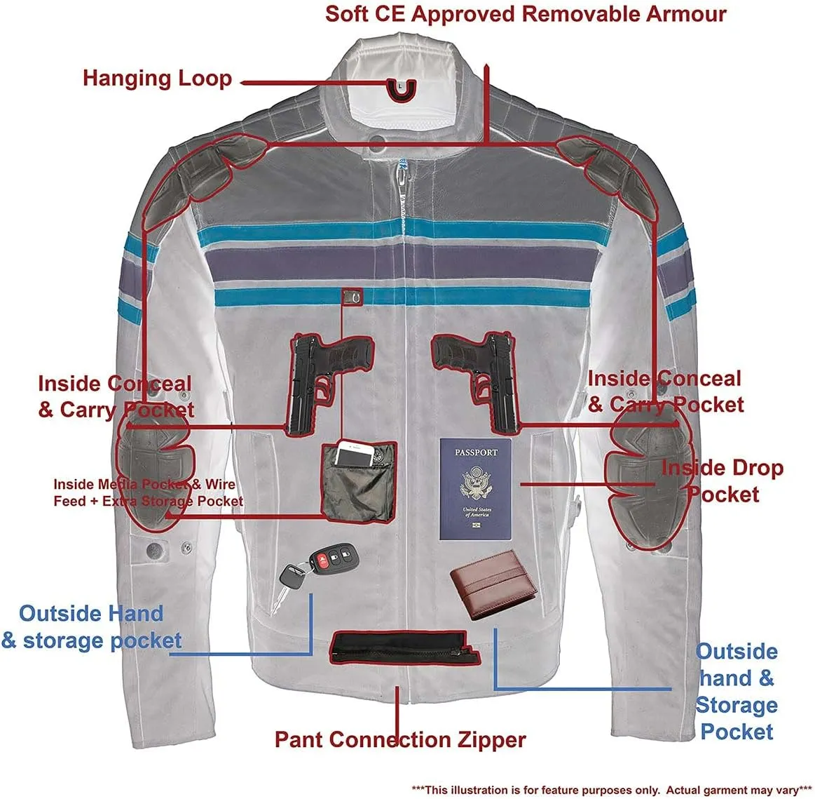 Milwaukee Leather MPM1751 Burnt Orange Leather and Textile Armored Motorcycle Jacket for Men - All Season