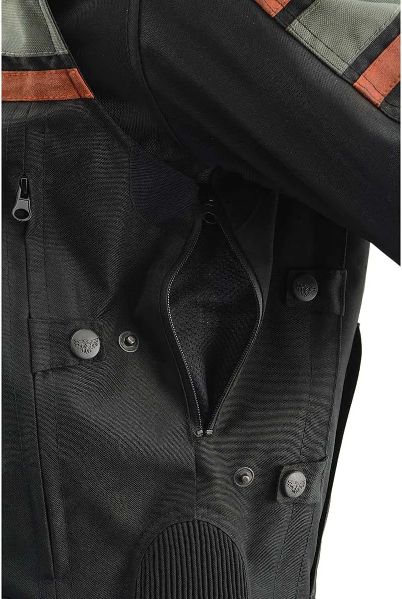 Milwaukee Leather MPM1751 Burnt Orange Leather and Textile Armored Motorcycle Jacket for Men - All Season