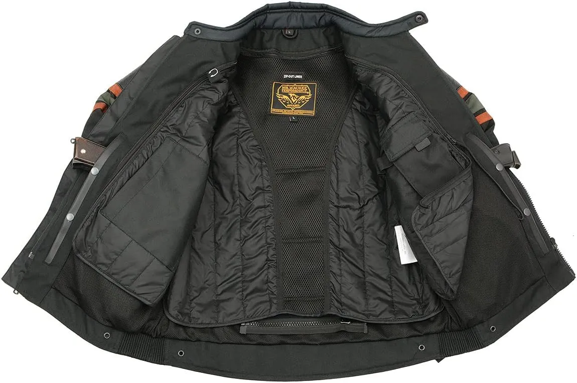 Milwaukee Leather MPM1751 Burnt Orange Leather and Textile Armored Motorcycle Jacket for Men - All Season