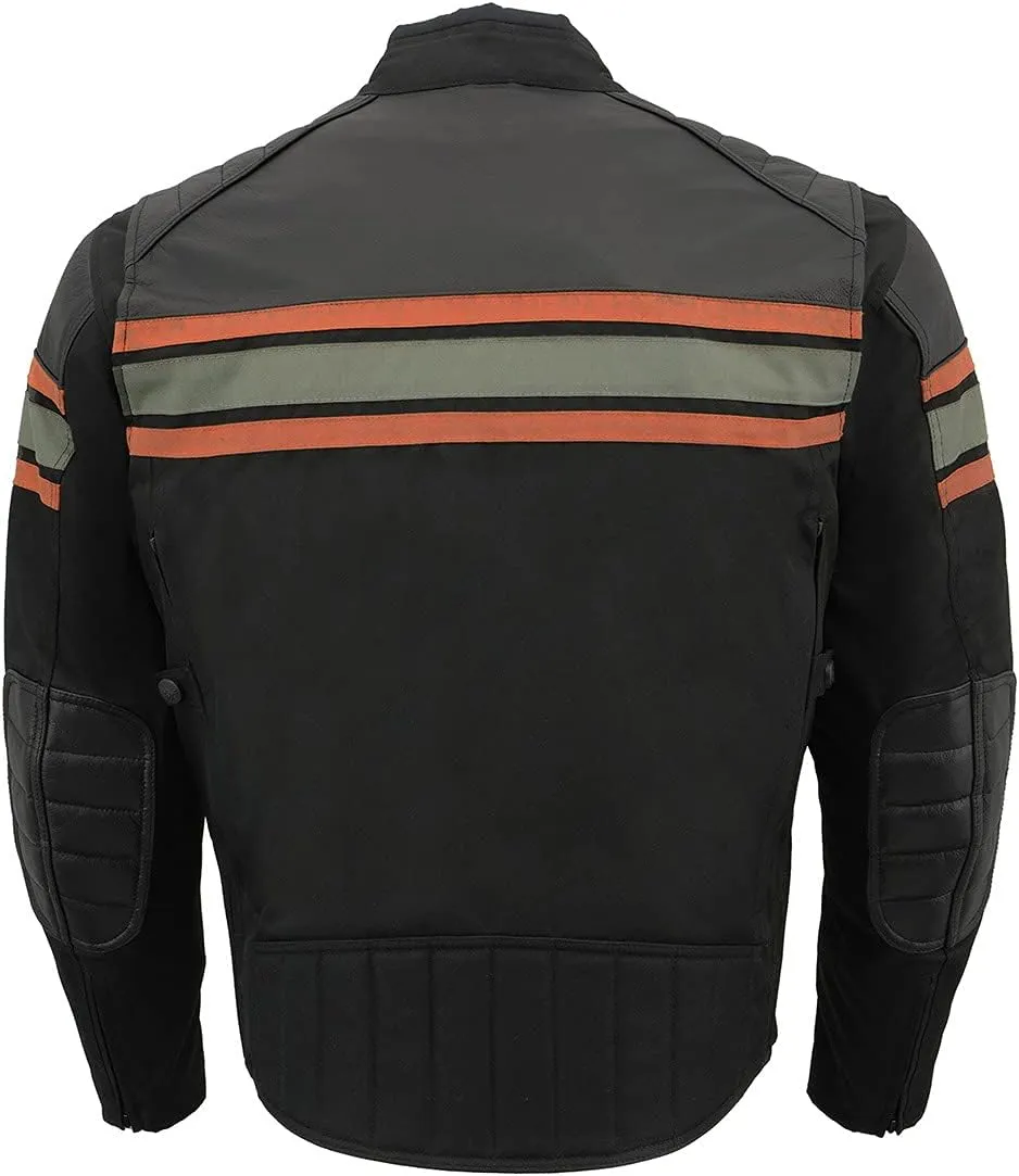 Milwaukee Leather MPM1751 Burnt Orange Leather and Textile Armored Motorcycle Jacket for Men - All Season