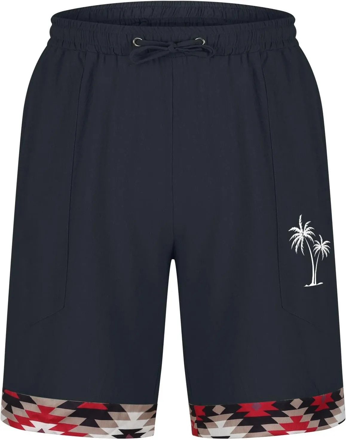 Muscularfit Men's Summer Casual Cotton Linen Shorts with Drawstring Elastic Waist, Beach Shorts with Pockets, Outdoor Fashion