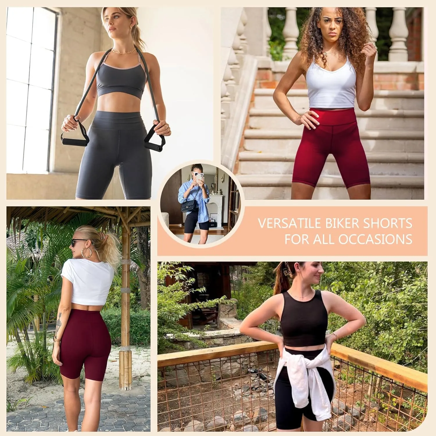 Natural Feelings 3 Pack Biker Shorts for Women-8" Workout Athletic Gym Sports Yoga Shorts Pants