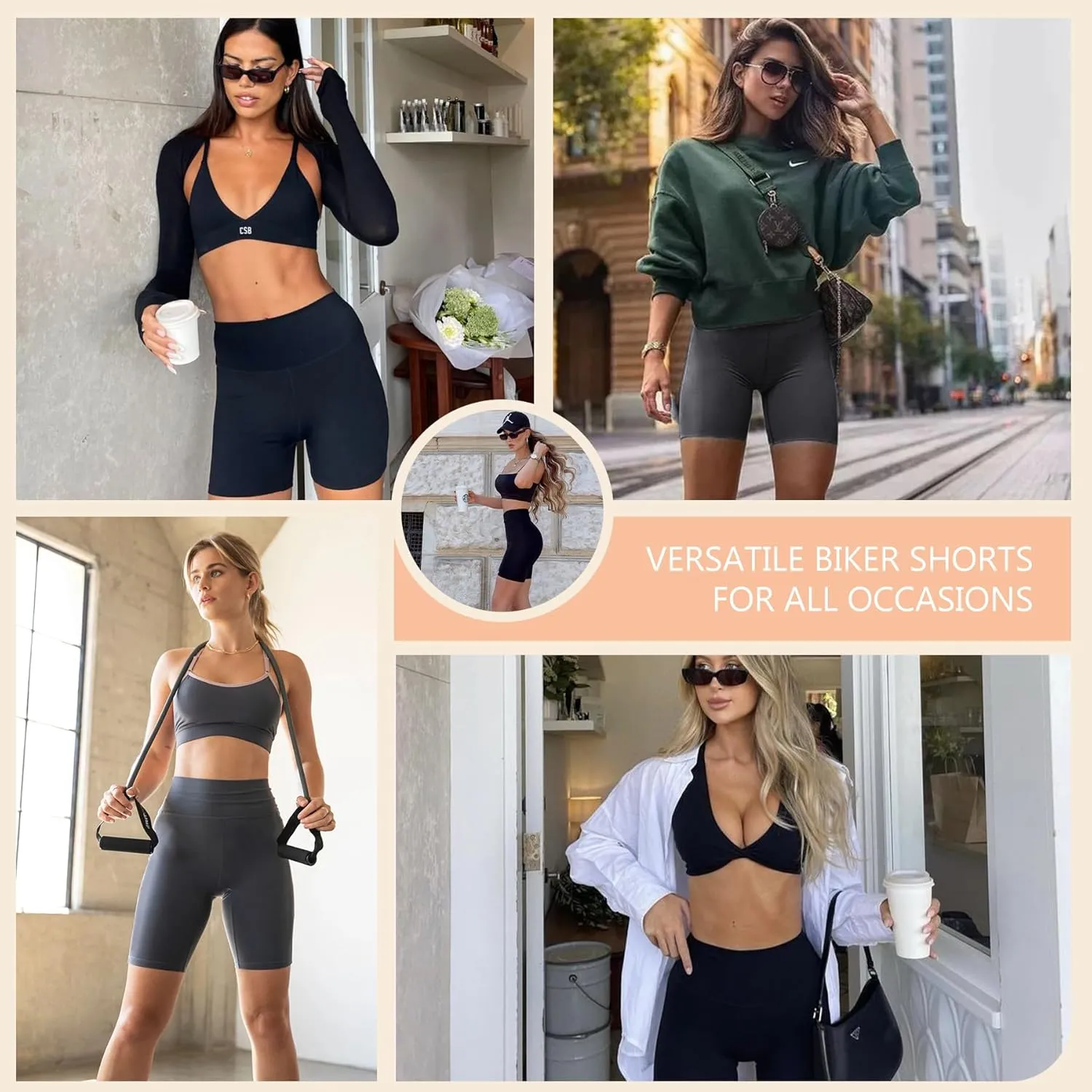 Natural Feelings 3 Pack Biker Shorts for Women-8" Workout Athletic Gym Sports Yoga Shorts Pants