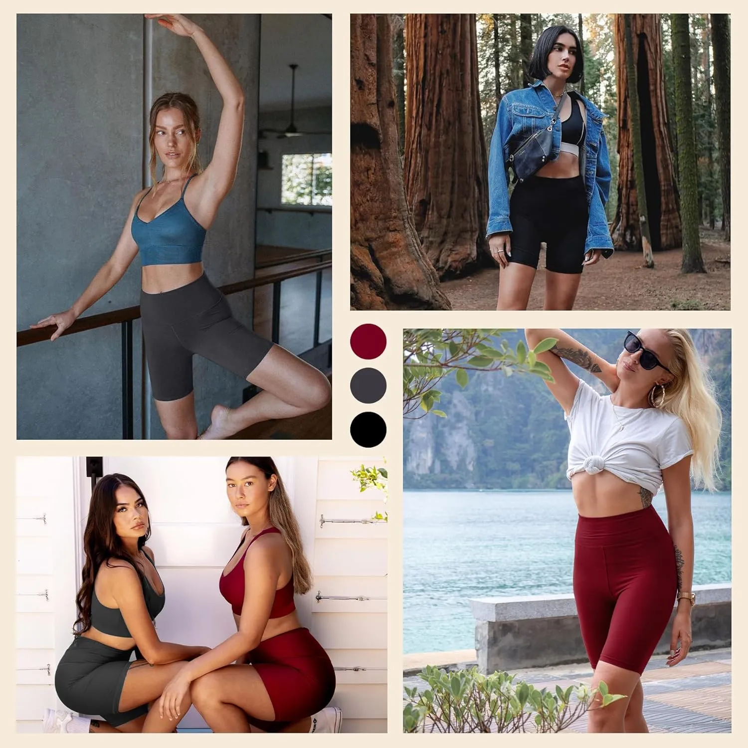 Natural Feelings 3 Pack Biker Shorts for Women-8" Workout Athletic Gym Sports Yoga Shorts Pants