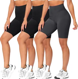 Natural Feelings 3 Pack Biker Shorts for Women-8" Workout Athletic Gym Sports Yoga Shorts Pants