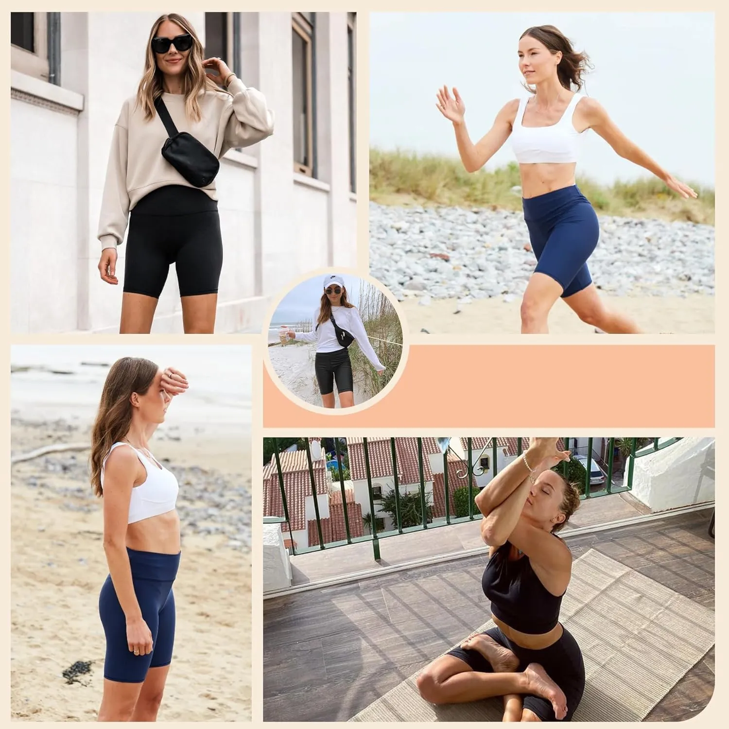 Natural Feelings 3 Pack Biker Shorts for Women-8" Workout Athletic Gym Sports Yoga Shorts Pants